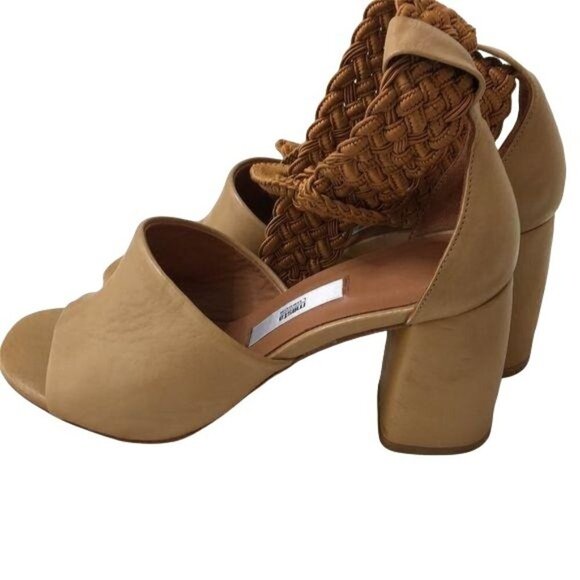 Miista London Sandals Womens Size 6 Ankle Wrap Camel Leather Heeled Adjustable - Picture 7 of 12